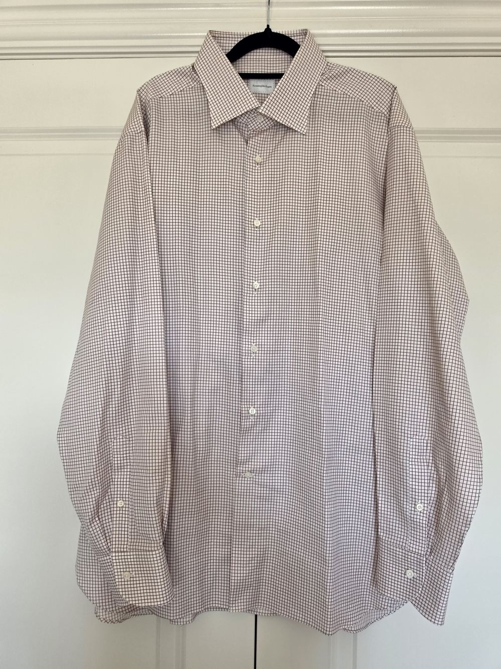 ERMENEGILDO ZEGNA 100% COTTON MEN’S CHECK DRESS SHIRT XXL REGULAR FIT